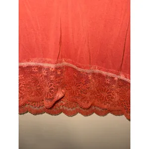 POL Womens Boho Lace Trim Henley Top Terracotta Orange Long Sleeve S Goblincore thumbnail 3