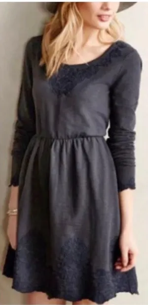 Anthro Saturday Sunday‎ grey embroidered dress small thumbnail 1