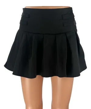 Princess Polly Women's Black Buckle Zip High Waist Pleated A Line Mini Skirt 4 thumbnail 1