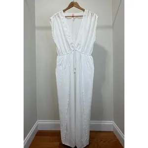 Victoria’s Secret White Deep V‑Neck Cover‑Up Maxi Dress Size XL thumbnail 2
