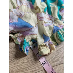 EUC Billabong strapless romper tropical floral print ruffle‎ neckline coastal XS thumbnail 7