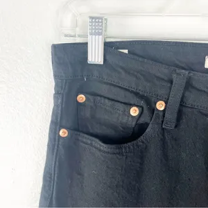 LEVI’S Black Big E Button Fly Wedgie Straight Leg Jeans Size 28 Biker Casual thumbnail 9