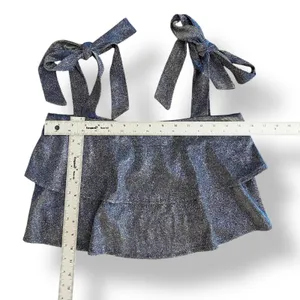 About Us NWOT Glitter Tie Strap Top Womens‎ Size XXS Metallic Blue thumbnail 3