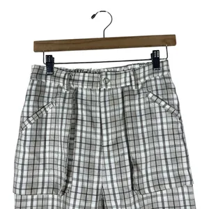 American Threads Plaid Cargo Wide Leg Pants Tan Utility Streetwear Size Medium thumbnail 3