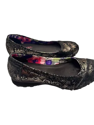 Skechers Size 7.5 Black Floral Ballet Flats Womens Stylish Casual Shoes thumbnail 3