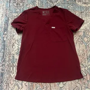 FIGS Catarina One-Pocket Scrub Top Burgundy Size Small thumbnail 7