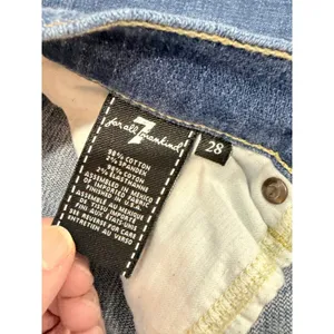7 For All Mankind Cropped Wide Leg Jeans Women Blue Frayed Hem 28‎ thumbnail 4