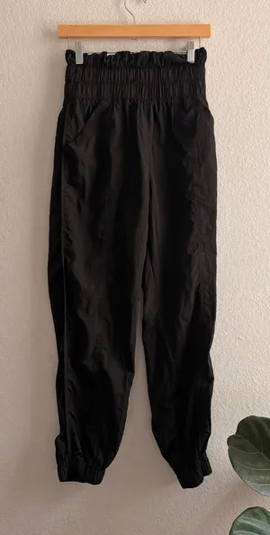 Free People Movement The Way Home Joggers Womens S Black High Waist Nylon thumbnail 1