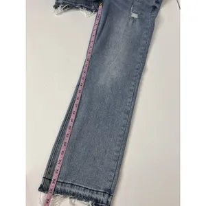 RISEN JEANS Size 29 Straight Leg High Rise Distressed Stretch Blue Denim thumbnail 8