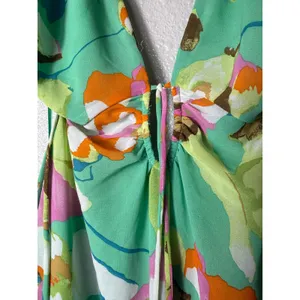 ASTR the Label Aneira Floral Tiered Maxi Dress Green Pink Multi Size‎ S thumbnail 5