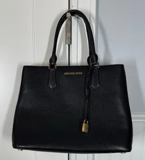 Michael Kors Adele Black‎ Pebbled Safiano Leather Satchel Handbag Purse thumbnail 1