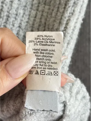 Madewell Merino Wool Bell Sleeve Rib Knit Sweater Gray Size Small thumbnail 7