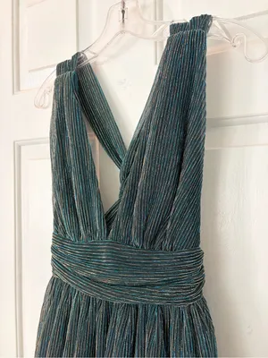 Lulu’s Ailey Teal Blue & Gold Skater Dress thumbnail 5