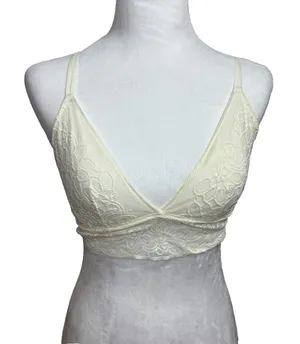Aerie Bralette Cream Floral Lace Racerback Boho Intimates‎ Romantic Loungewear M thumbnail 1