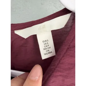 H&M Womens Dress Burgundy Tiered Pleated Sleeveless Midi Small thumbnail 4