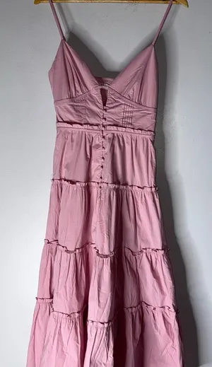 NWT Storia Pink Sleeveless Tiered Ruffle Lizza Midi‎ Dress Small thumbnail 1