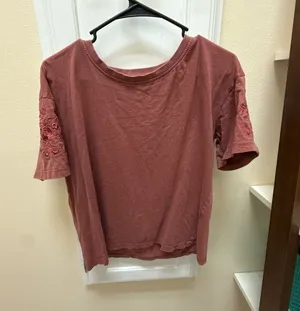 C&C California Sunwashed Mauve Short Sleeve T-Shirt with Embroidered Sleeves thumbnail 1