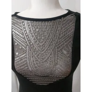 Victoria's Secret Black Sheer Pattern Sequin Short Sleeve Top S Retro Girl Glam thumbnail 6