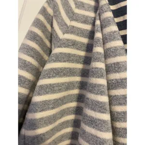 PinkBlush Striped Open Front Cardigan Sweater Women's‎ Blue White Gray thumbnail 2