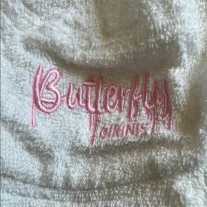 Butter White Terry Cloth Hat with Pink Logo thumbnail 2