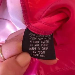 Tripp NYC hot pink faux leather vinyl y2k‎ rave festival emo womens pants size 7 thumbnail 3