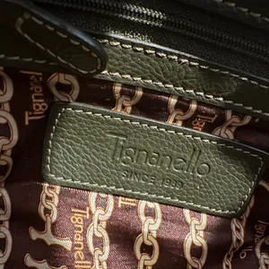 Tignanello Olive Green Pebbled‎ Leather Satchel Buckle Handbag Silver Hardware thumbnail 8