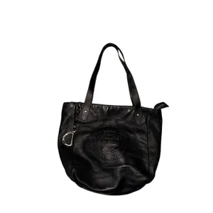 Lauren Ralph Lauren Vintage Black Pebbled Leather Tote Shoulder Bag Purse thumbnail 4