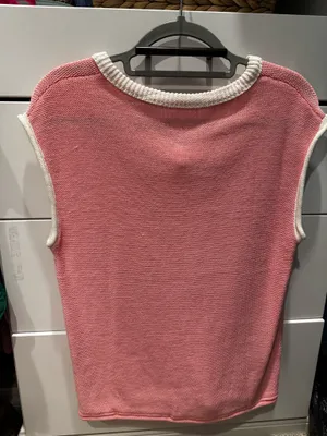Pink Contrast Trim Sweater Vest 💗🤍 thumbnail 2