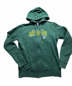 Green Bay Packers Women’s Full Zip Hoodie Green NFL Approx Large thumbnail 1
