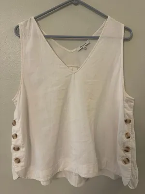 White madewell linen tank top with side button detail women's XL thumbnail 1