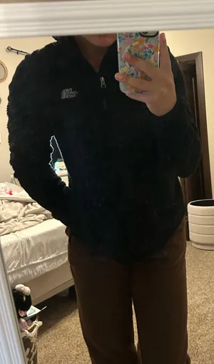Black Fuzzy The North Face Jacket Zip-Up thumbnail 3