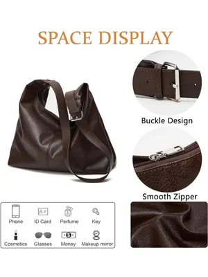 Women's large Hobo Shoulder tote Bag in Deep burgundy maroon wine faux leather thumbnail 4