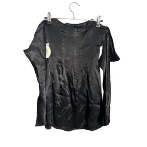 CAMILA COELHO Charlie Black Satin Off Shoulder Mini Dress Size XXS thumbnail 10
