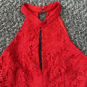 Astr Vibrant Red Lace Romper thumbnail 4