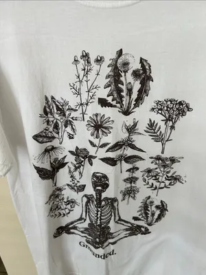 Urban Outfitters White 100% cotton boho goth fairy plants outdoorsy graphic tee shirt M thumbnail 2