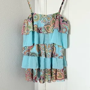 Boho Ruffle Cami Top 70s Psychedelic 90s Boho Y2K Groovy Festival Style thumbnail 4