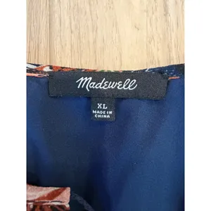 Madewell Boho Floral Ruffle Navy Dress Size XL thumbnail 2
