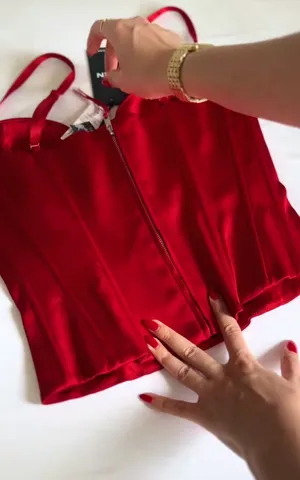 Aritzia Ten Dazzle Satin Bustier Red Size 2 thumbnail 2