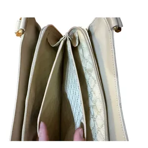 Etienne Aigner Cream Leather Shoulder Bag Gold Hardware Triple Compartment Purse thumbnail 12