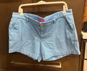 Lilly Pulitzer Adie Ruffle Pocket Textured‎ Stretch Shorts Crew Blue Size 14 thumbnail 1