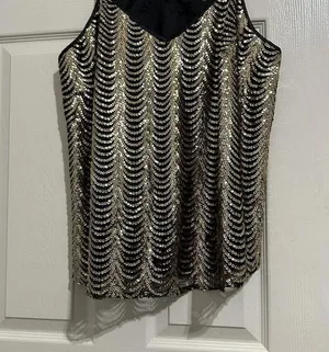 Andree By Unit Gold Sequin Black Sleeveless Tank For Party Sz 1X NWT $51 thumbnail 2