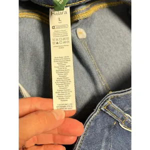 NWT Halara Flex Tall High Waisted Pockets Rolled Hem Wide Leg Washed Denim Large thumbnail 5
