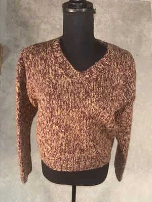 vintage y2k american eagle wool sweater womens cropped‎ brown medium thumbnail 1