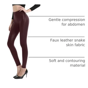NWT‎ Retro Gong Faux Leather High Rise Leggings Wine Red Large thumbnail 3