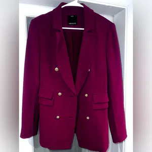 Revolve C/MEO Collective Red Notch Collar Blazer size Small Buttoned Golden thumbnail 2