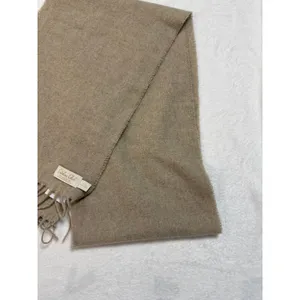 Cristina Chiti 100% Cashmere Scarf Made in Italy Taupe Beige 10x72 Fringe thumbnail 2