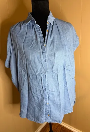 Madewell Central Button Front Chambray Cotton Shirt Blouse Top S thumbnail 1