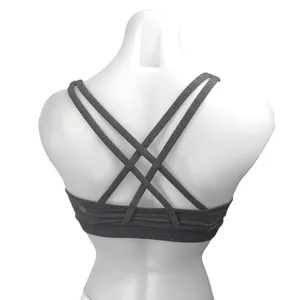 Lululemon Gray Strappy Sleeveless Yoga Workout Athletic Sports Bra Crop Top Sz 2 thumbnail 2