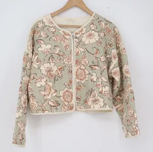 ILLA ILLA Quilted Jacket Women's Small IM8205A Sage Green Floral Cropped thumbnail 1
