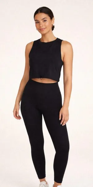 Women's Black Sleeveless Crop Top thumbnail 1